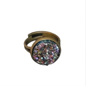 Dark Druzy Adjustable Ring